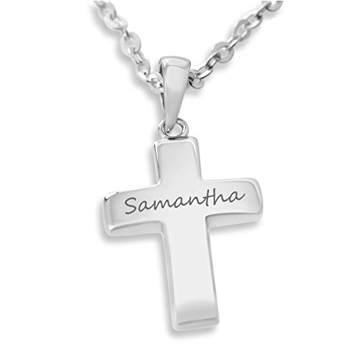 Silberkreuz Kette Kreuz schlicht Kreuzkette mit Namen Silberkette zur Taufe...