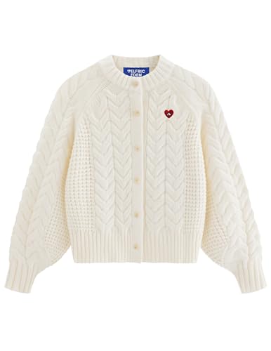 Aelfric Eden Chunky Cardigan Sweaters for Women Oversized Cable Knit Open Front Cardigans Long Sleeve Crewneck Trendy Outfits