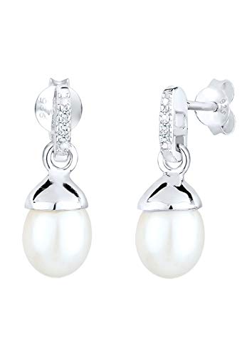 Preisvergleich Produktbild DIAMORE Ohrringe Süßwasserzuchtperle Diamant 0.06 ct. 925 Silber