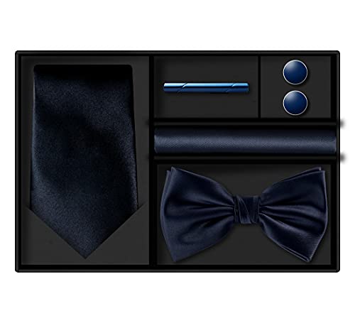 Image of Tie G .5pcs Tie set in a gift box : Tie sets : Solid color Neck tie,Satin Bow tie,Pocket Square, Lapel, Cuffs link