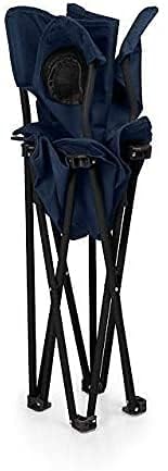 R RUNILEX Polyester Portable Folding Camping Collapsible Big Chair with Arm Rest Cup Holder and Carry Bag for Camping Travelling Lawn Patio Fishing Garden (Navy Blue)