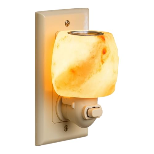 Image of Himalayan Natural Salt Night Lamp with Aroma Lid - Unique Rock Shape for Relaxation & Wellness - Ideal Gift in Beautiful Box!