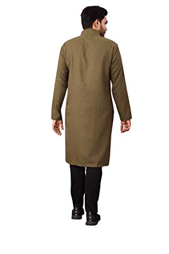 Image of Nirmla Fashion Handloom Cotton Men's Full Sleeve Long Kurta (Men's M101, M, Yellow)