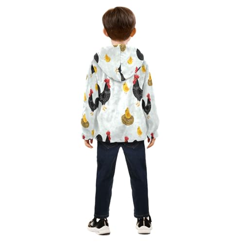 Chicken Nest Bird Pattern Toddler Fleece Jacket Girl Boys Hooded Fleece Jacket Coat Warm Outwear Zip-up 3-10T4