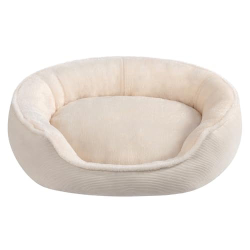 Hollypet Katzenbett Kleines Hundebett, Rundes Haustierbett für Katzen und Welpen, Weiches Schlafbetten Atmungsaktives Haustierkissen, Beige(55 * 50 *...