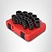 SUNEX TOOLS 2640, 1/2 Inch Drive Impact Socket Set, 19-Piece, SAE, 3/8 Inch – 1-1/2 Inch, Cr-Mo Alloy Steel, Radius Corner Design, Dual Size Markings, Heavy Duty Storage Case, Meets ANSI Standards