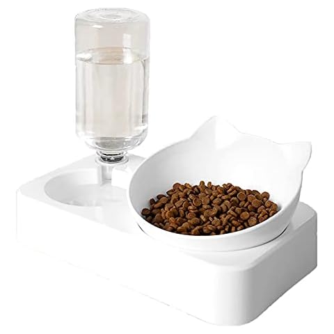 Pet Cat Bowl Automatic Water Feeder Dog Cat Food Bowl Water Dispenser Double Bowl Drinking Raised Stand Dish Bowls Pet Supply Cover