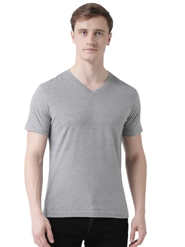 Image of Friskers Men's V-Neck Short Sleeves Cotton T-Shirt - Casual T-Shirt, Regular Fit