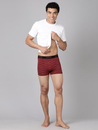 Image of Levi's 022 Trunk for Men | Cotton Stretch Fabric | Printed Men's Underwear | Anti-Roll Waistband | Extra Supportive Gusset | Functional Fly | No Ride-Up | Mid Length Fit | Tagless | Pack of 2