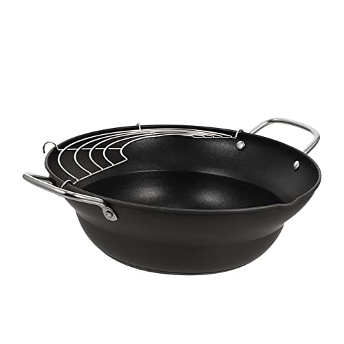 Mobestech Portable Non-stick Frying Pan Mini Electric Deep Fryer Japanese Tempura Fryer for Home Use