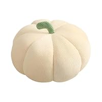 Kürbis Kissen, 3D Plüsch Kürbis Dekokissen Halloween Kürbis Kissen Herbst Kissen Kürbiskissen für Erntedankfest Weihnachten Schlafzimmer, Stuffed Plush, Weiß (Weiß, 18cm)