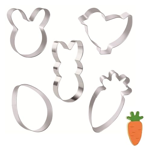 PBAHAUP 5 Emporte-Pièces en Forme de Lapin, Set d'Emporte-Pièces pour Biscuits Lapin de Pâques en Acier Inoxydable, Moule à Biscuits, Cadeau de Pâques...