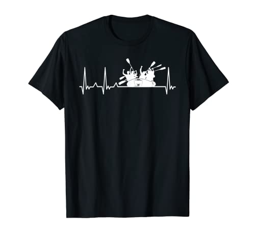 Kayak Rafting Heartbeat Ekg Water Rafter Canoa Camiseta