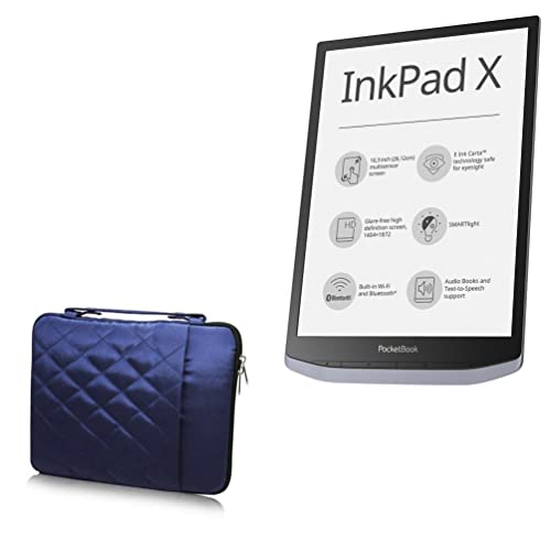 BoxWave Case Compatible with Pocketbook InkPad X - Quilted Carrying Bag, Soft Synthetic Leather Cover w/Diamond Design - Navy