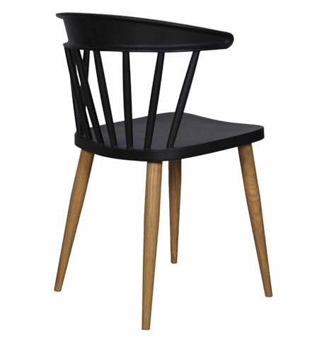 Image of Finch Fox Scandinavian Stylish & Modern Furniture Plastic Living Room Dining Chairs for Cafeteria Seating, Side, Kitchen, Restaurants, Hotels in Black Color (Set of 6)