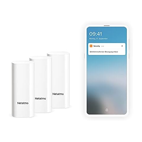 Netatmo Netatmo DTG-DE Smart Door and Window Sensors, Wireless One-Piece, 3 Pack, Vibration Detection Cover