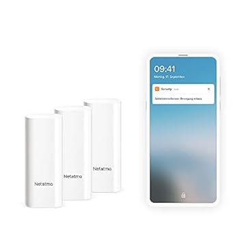 Netatmo - Sensori intelligenti per porte e finestre, senza fili, confezione da 3 pezzi, rilevazione delle vibrazioni, DTG-DE