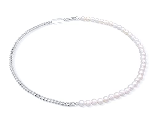 Collier de perles pour homme Kuzzoi en argent sterling 925 poli brillant