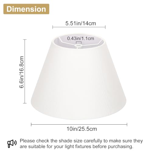 Small Lamp Shades Set of 2, 5.5 Top x 10 Bottom x 6.6 High, Small White Lamp Shades for Table Lamps, Fabric Lampshade Replacement for Bedside Lamp, Wall Sconces, Spider, Clip on Adapters Included