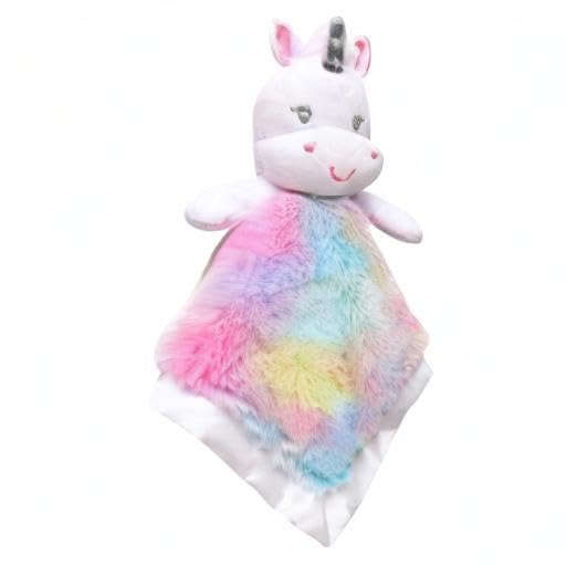 Image of Baby Starters Unicorn 14 inch Snuggle Buddy Plush Security Blanket with Satin (Rainbow)