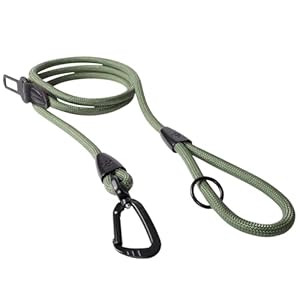 PawsPassion – Correa de cuerda para perro de 6 pies, correa de perro resistente 2 en 1 con hebilla de cinturón de seguridad, mosquetón giratorio de aluminio de aviación 360 sin enredos, todos los