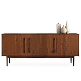 IDIMEX Sideboard TECCA mit 3 Türen aus Massivholz, Kastanie Farben – Wohnzimmermöbel im Mid Century-Style mit verstellbaren Einlegeböden und hohen Füßen