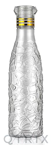 Qtrix Plastic Water Bottle Set for Fridge, Office, Sports, School, Gym, Yoga 1000ml Water Bottle Unbreakable & Leak-Proof Unique Design (Zigzag-bottle x 1)
