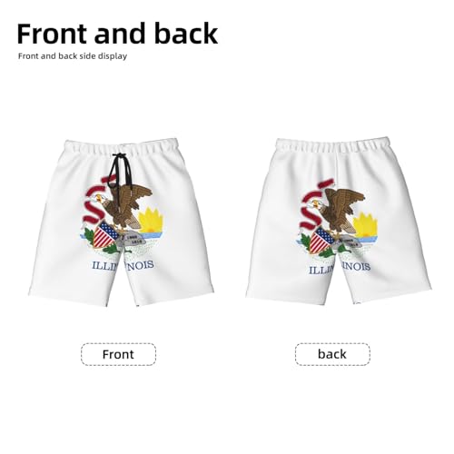 Illinois State Flag Youth Beach Pants, Soft and Breathable, with Drawstring Waist, Suitable for Sports and Leisure.2