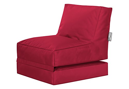 Gouchee Home Brava Twist Collection Polyester Upholstered Foldable Bean Bag Lounge Chair, Red