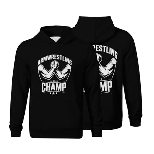 Kids Vintage Arm Wrestling Champion Boys Girls Lightweight Kangaroo Pocket Fleece Hoodies