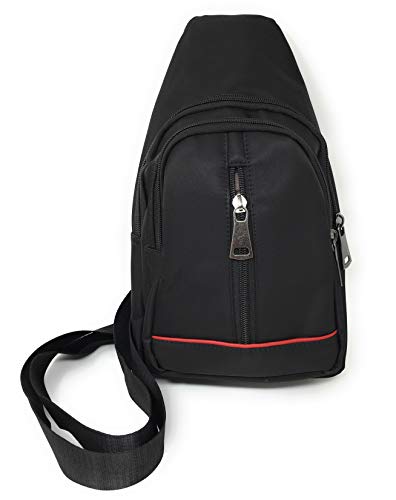 Urban-Peacock Black Compact Sling Bag & Cross-body Chest or Shoulder Backpack (Black with Red)