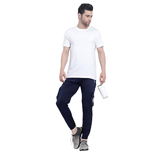 Image of BLUE STAR SHARK Men's Premium Lycra Stretchable Cargo Joggers | Regular Fit, Stylish Track Pants with Pockets | Soft Smooth Feel, Logo on Front, Comfortable Everyday Wear