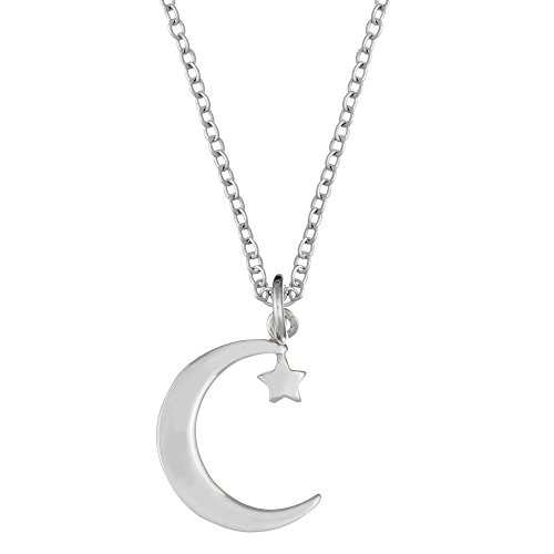Cadeau symbole mystique collier lune et étoile argent pour femme