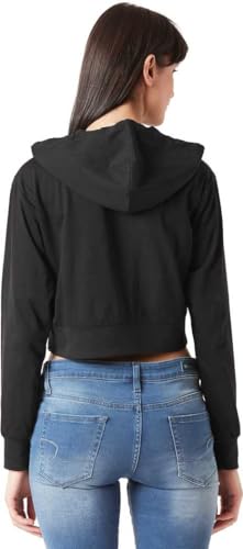 Image of Girls and Womens Long Sleeve Casual Solid Crop Top Hoodies (Foe Summer and Winterwear Both)