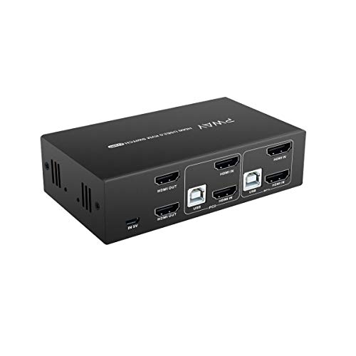 PWAY HDMI KVM Switch 2 Port Dual Monitor-Unterstützung 4K bei 30 Hz Y: U: V: 4: 4: 4 mit 2 PC 5ft HDMI und USB-Kabel Kompatibles Windows/Linux/Mac-System usw.