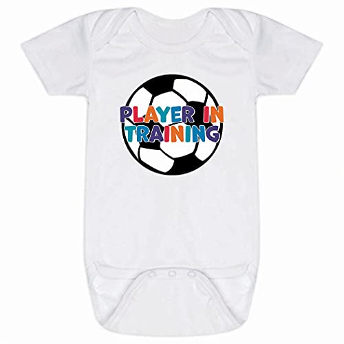 Image of ChalkTalkSPORTS Soccer Baby & Infant One Piece | Soccer Player in Training | Bodysuit Newborn