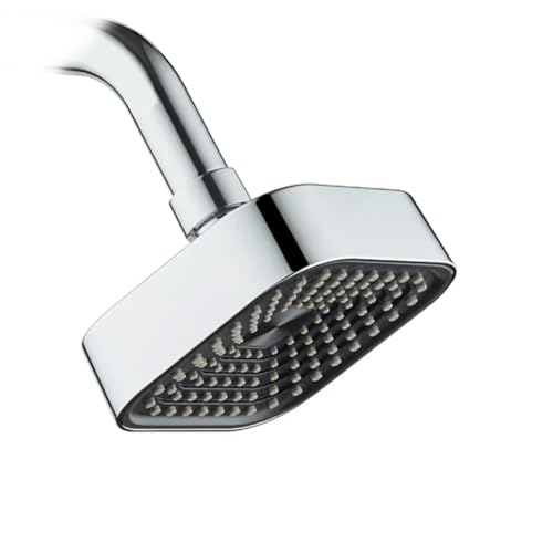Image of HOUZA Square Shower Head for Bathroom | 4 Inch Single Flow Overhead Shower without Arm | Adjustable Bathroom Shower with Even Water Flow & Rust Resistant | Anti-Clog Silicone Nozzles for Wall Mounting