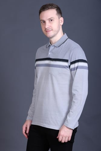 Image of Full Sleeve Polo T Shirt for Men Cotton with Pocket and Collar - Regular Fit Tshirt