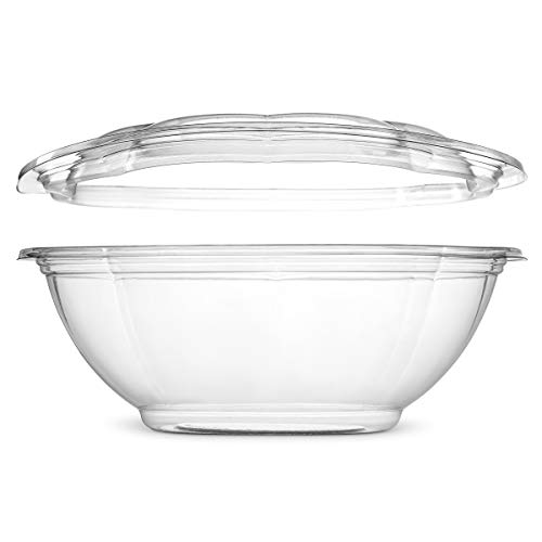 NYHI 24 Ounce Clear Plastic Disposable Salad Containers Set with Leak Proof Lids - Bulk Pack of Portable Salad To-Go Meal Prep Food Boxes - Fresh Airtight Seal - 25 pack
