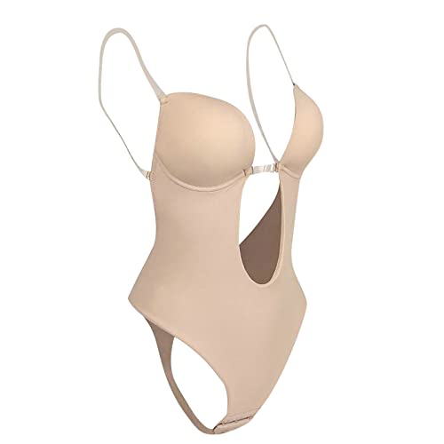 Sous-vêtement une Pièce Invisible,Soutien-Gorge Dos Nu Body Shaper, Body Gainant Dos Nu Femme, Femme sous-vêtements Body Bretelles Col V Profond Soutien-Gorge Push up Dos Nu sans Couture
