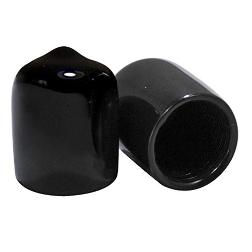 Prescott Plastics 1/2" (12.7 mm) Round Vinyl End Cap, Black Rubber Cover for Metal Tubing, Fences, Glide Protection for Chairs and Furniture (10 Pack)