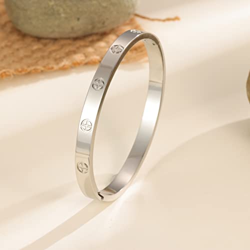 Love Bracelet Cuff 18k Gold Plated Stainless Steel Love Bracelet For Women Novelty And Mother Daughter Bracelet Jewelry Oval Bangle Witness The Of Love Wedding For Couple 6