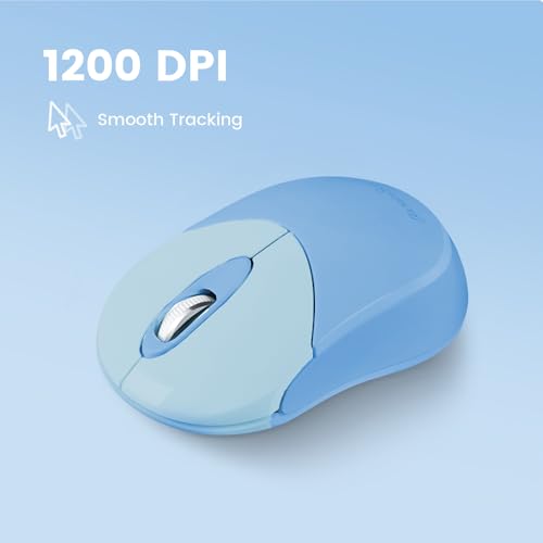 Image of Perixx PERIMICE-802BL Wireless Bluetooth Mouse - Portable Design - Compatible with Windows, iOS, and Android PC, Laptop, Tablet, and Smartphone - Blue (12142)