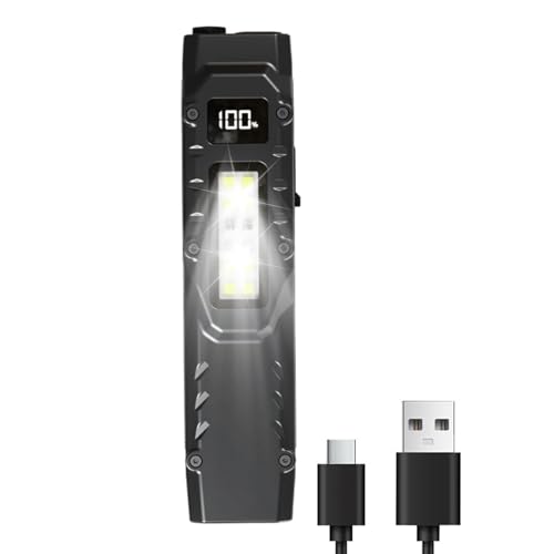 Lampe de poche fine LED rechargeable USB avec un clip et un affichage numérique