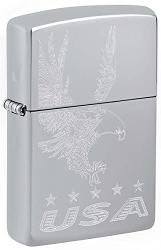 Zippo Encendedor Grabado Águila y USA - Cromo Alto Brillo miniatura 1