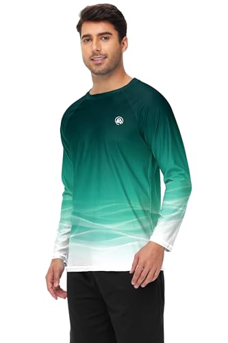 Image of AOBUTE Mens Long Sleeve Swim Shirt Quick Dry Sun Protection Rash Guard