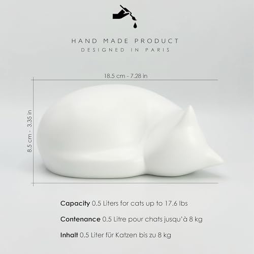 Comemori schlafende Katze urne für tierasche, Weiß