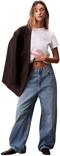 Calvin Klein Camiseta de Manga Corta Mujer Archive Jersey tee con Cuello Redondo, Blanco (Brilliant White), M