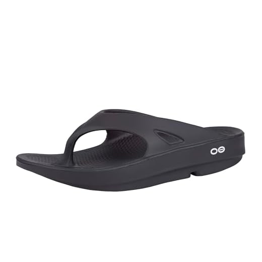 OOFOS OOriginal Sandal, Black - Men’s Size 5, Women’s Size 7 - Lightweight Recovery Footwear - Reduces Stress on Feet, Joints & Back - Machine Washable