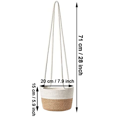 Miniatura 2 de Jardinera Colgante De Cuerda, Maceta Colgante Para Plantas, Colgador Para Plantas, Algodón Natural Tejidas A Mano Cesta Colgante Plantas Con Cuerda Larga Colgar Para Decoración Del Hogar Blanco